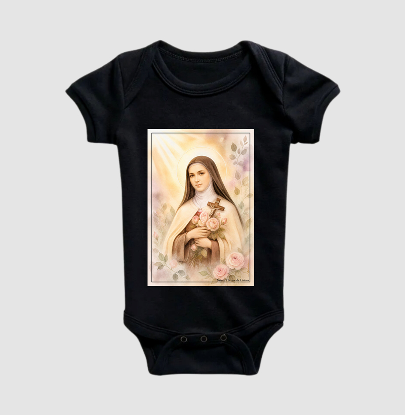 Santa Teresinha do Menino Jesus - Arte em Aquarela com Rosas - Imagem 2