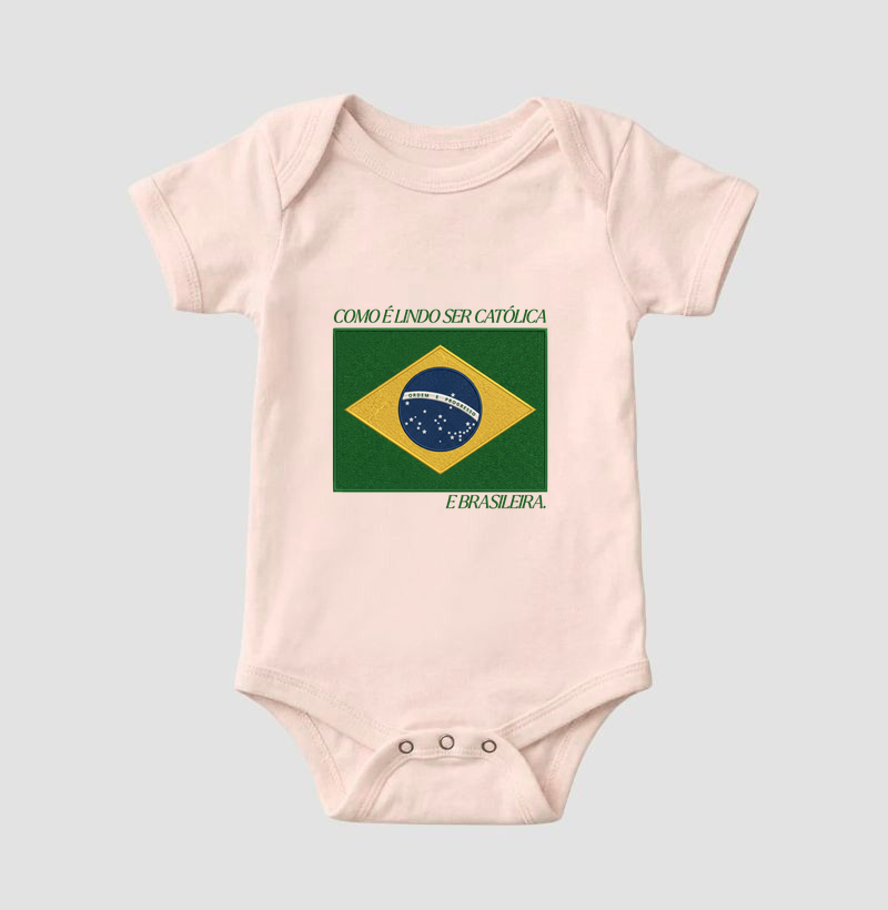 Body Infantil Brasil Bandeira Estilo Bordada - Imagem 4