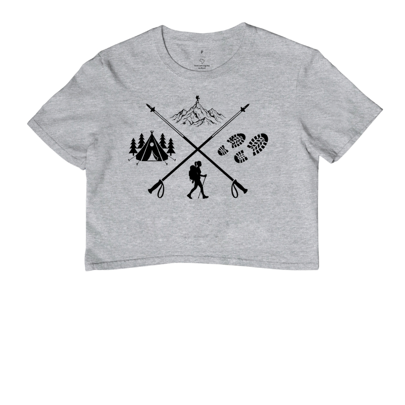 Camiseta Trilheira Montanha Acampamento | Bastoes Cruzados Hiking Feminino | Colecao Viciados em Viagem - Imagem 6
