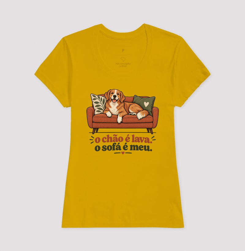 Camiseta Cachorro Sofá "o chão é lava. o sofá é meu." | Pelo & Pano - Imagem 15