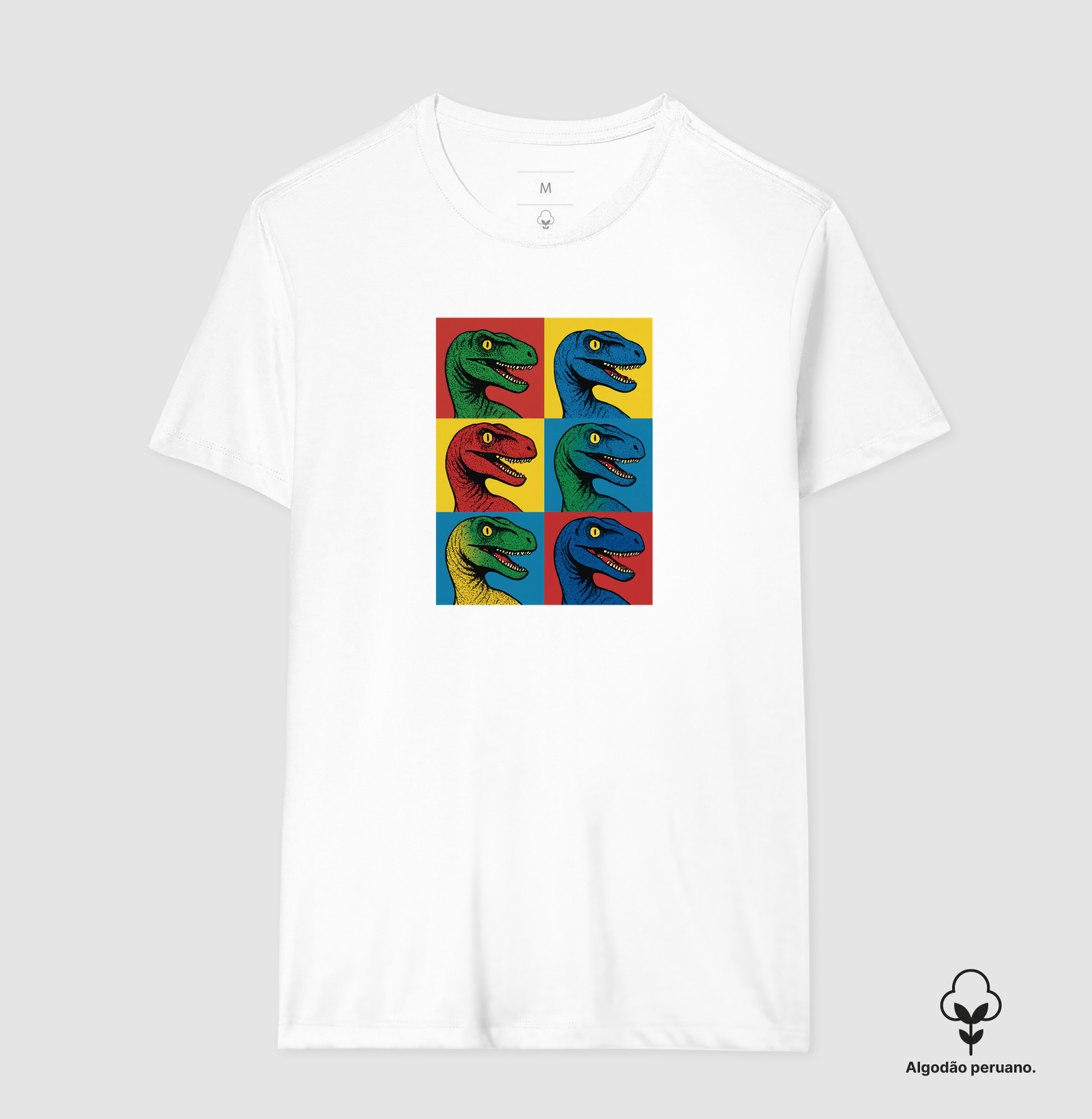 Camiseta Algodão Peruano Dino Pop Velociraptor - Imagem 4
