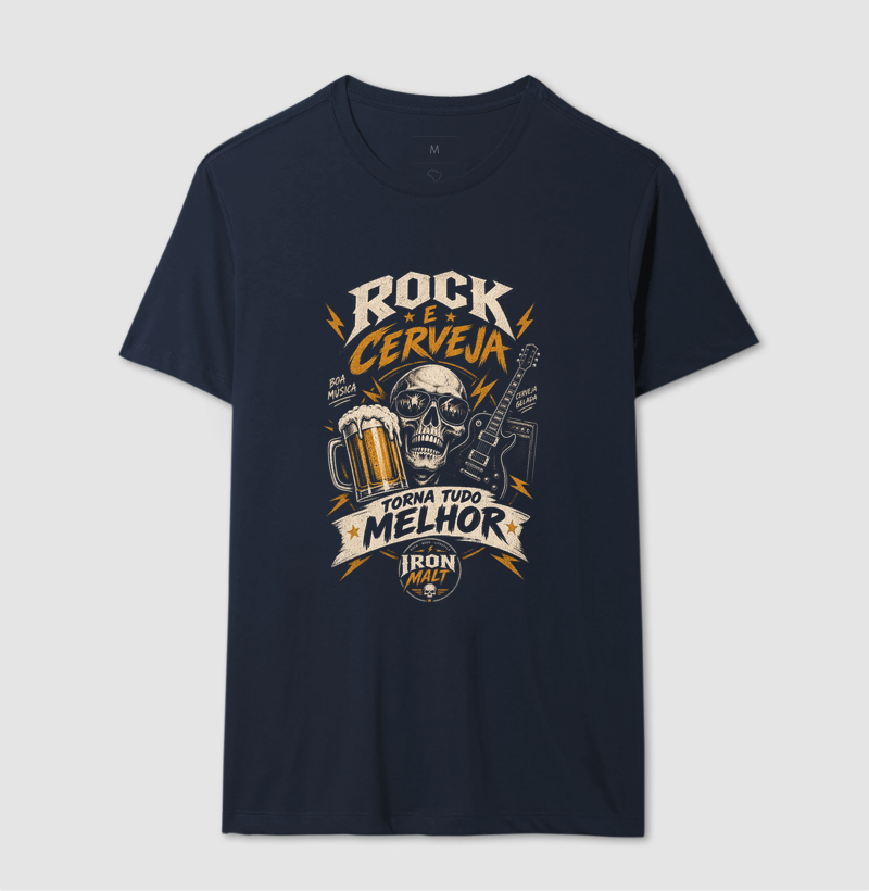 Camiseta Rock e Cerveja Caveira com Guitarra – Estilo Rock’n Roll | Iron Malte - Imagem 4