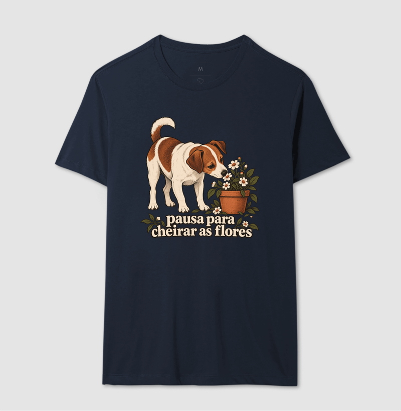Camiseta Cachorro Flores "pausa para cheirar as flores" | Pelo & Pano - Imagem 6