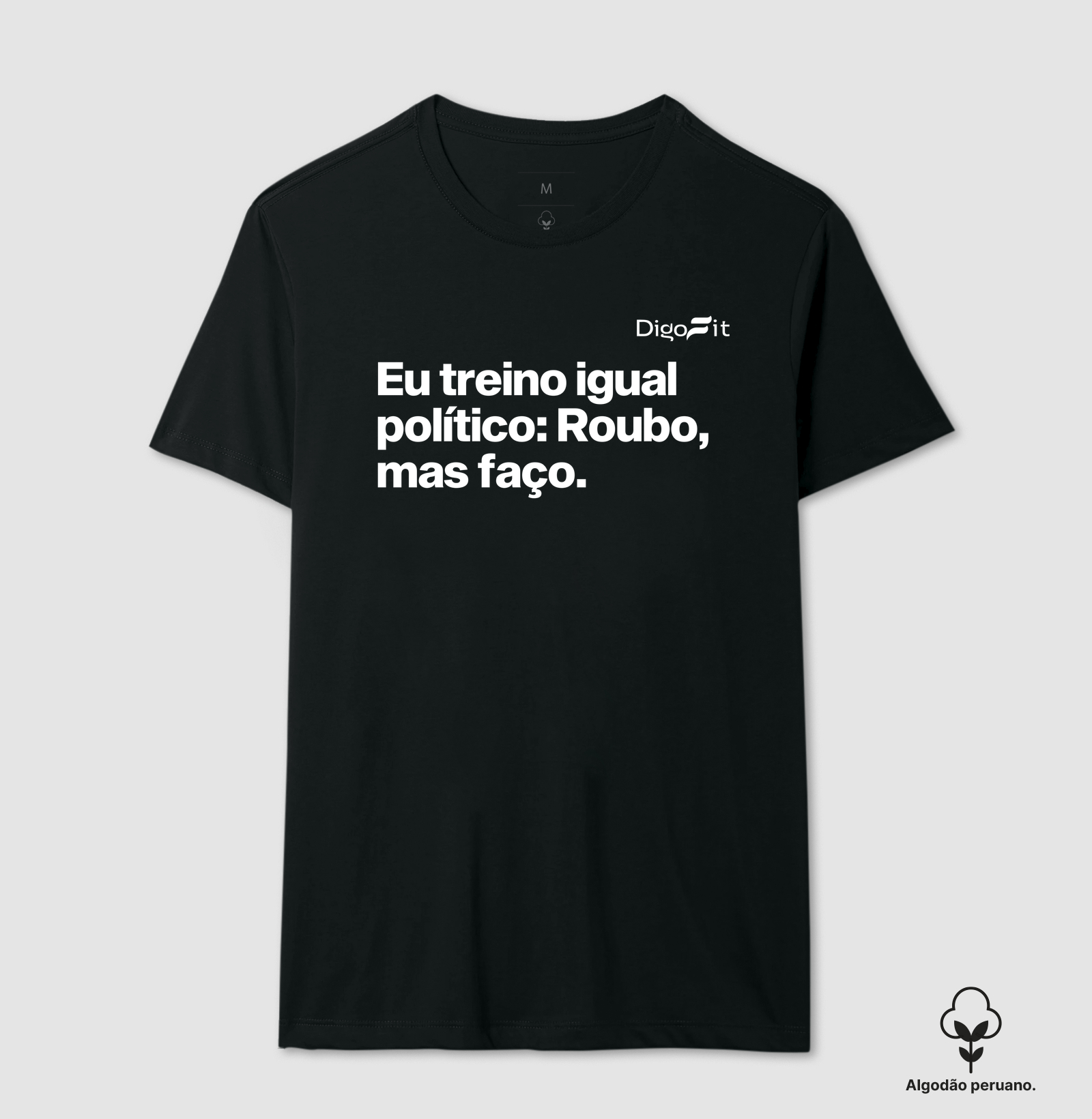 CAMISETA ALGODÃO PERUANO ACADEMIA EU TREINO IGUAL POLÍTICO - Imagem 5