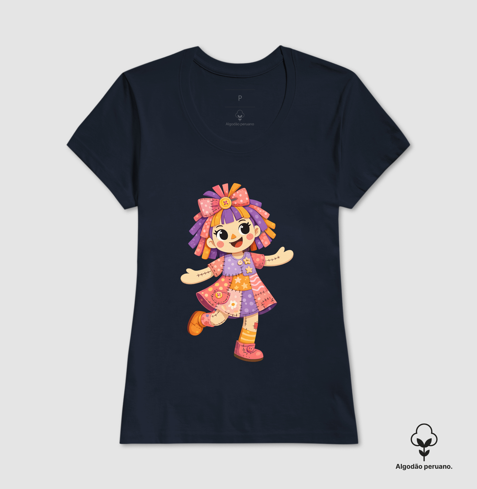 Camiseta Algodão Peruano Boneca de Pano - Rosa - Imagem 10