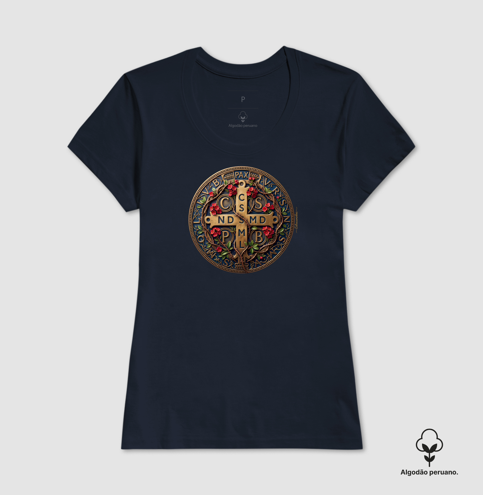 Medalha de São Bento e Flores Coroa-de-Cristo | Arte Sacra Exclusiva - Imagem 7