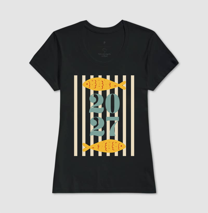 Camiseta Ano Novo 2027 Peixe Mediterrâneo Algodão - Imagem 5