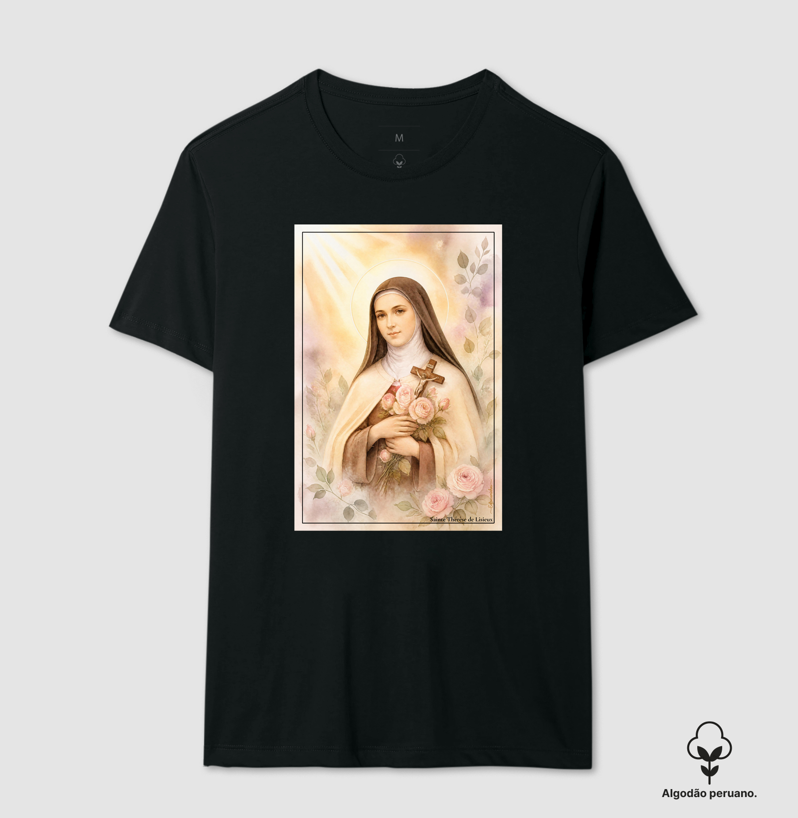 Santa Teresinha do Menino Jesus - Arte em Aquarela com Rosas - Imagem 2