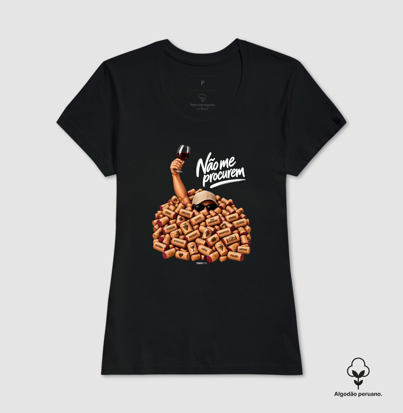 Camiseta “Não Me Procurem” – Wine Lifestyle - Versão Boné - Imagem 7