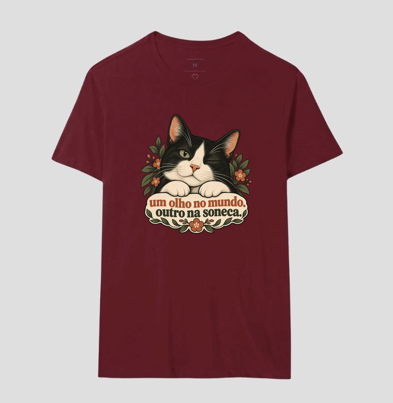 Camiseta Gato Minimalista "um olho no mundo" | Pelo & Pano - Imagem 18