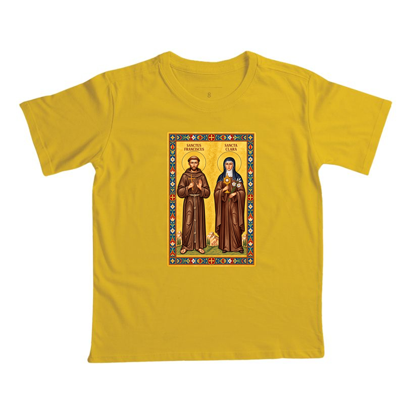 Camiseta Infantil São Francisco e Santa Clara de Assis Moldura - Imagem 6