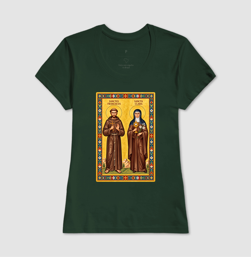 Camiseta São Francisco e Santa Clara de Assis Moldura - Imagem 11