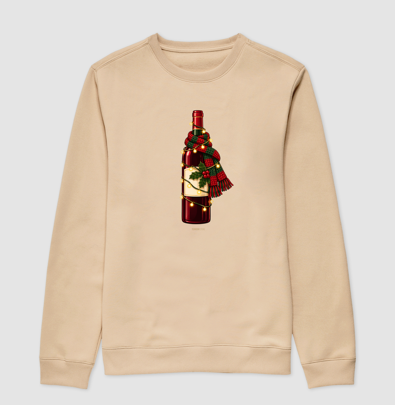 Suéter Moletom Natal com Vinho – Garrafa de Cachecol e Pisca-Pisca - Imagem 3