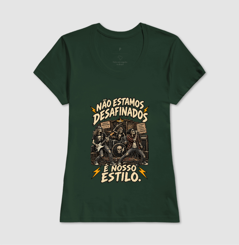 Camiseta Rock Não Estamos Desafinados – Caveiras, Guitarra e Estilo Rock’n’Roll - Imagem 9