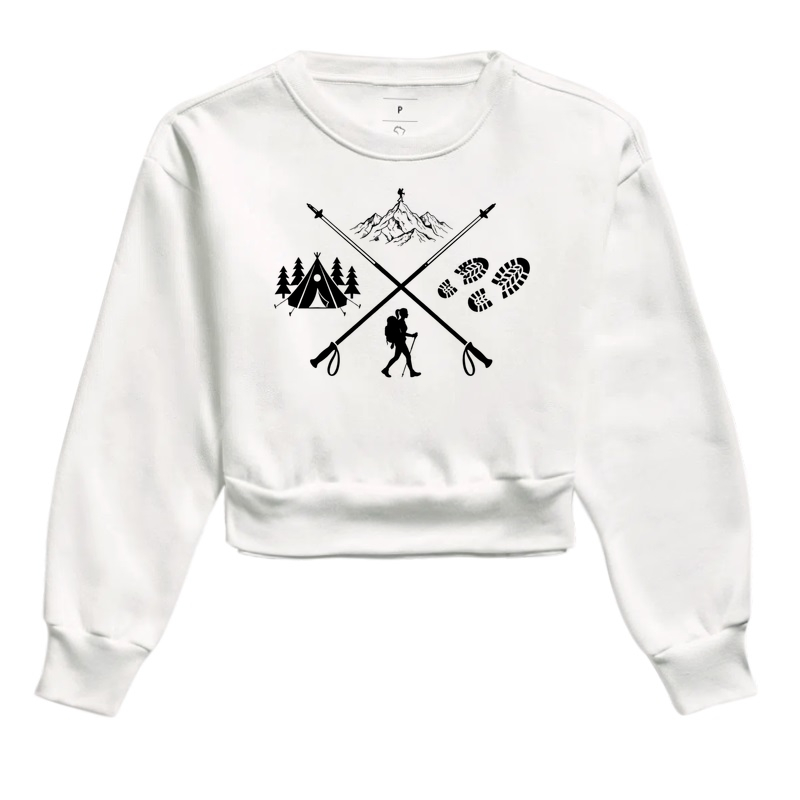 Camiseta Trilheira Montanha Acampamento | Bastoes Cruzados Hiking Feminino | Colecao Viciados em Viagem - Imagem 3