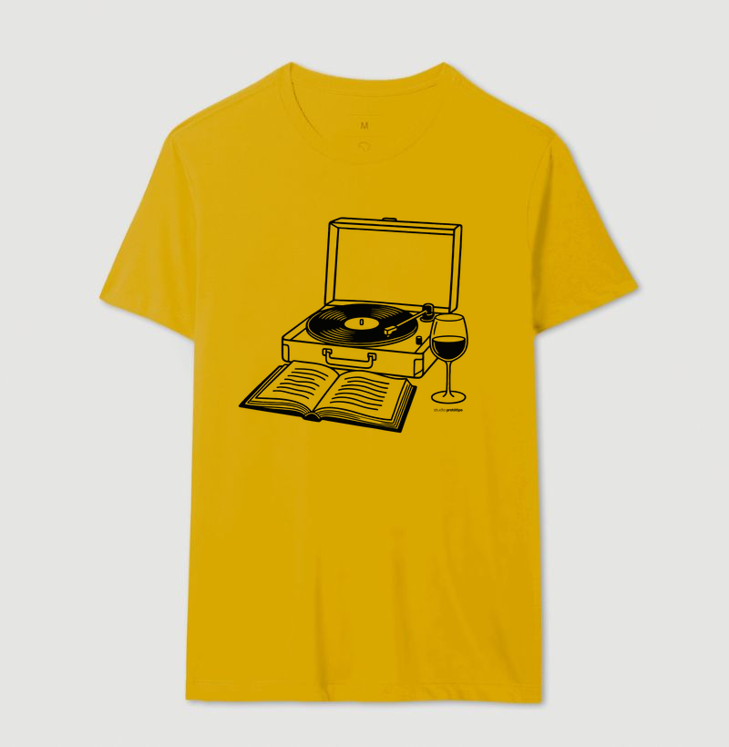 Camiseta Vinil, Livro e Vinho (estampa G) - Imagem 14