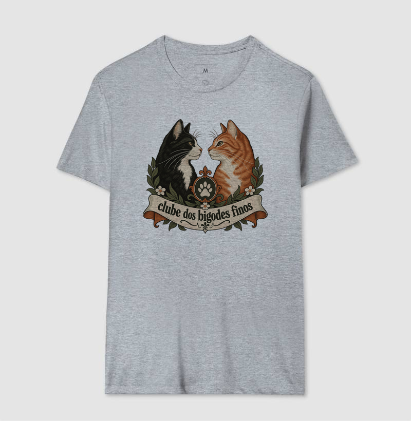 Camiseta Gato Clássica "clube dos bigodes finos" | Pelo & Pano - Imagem 8