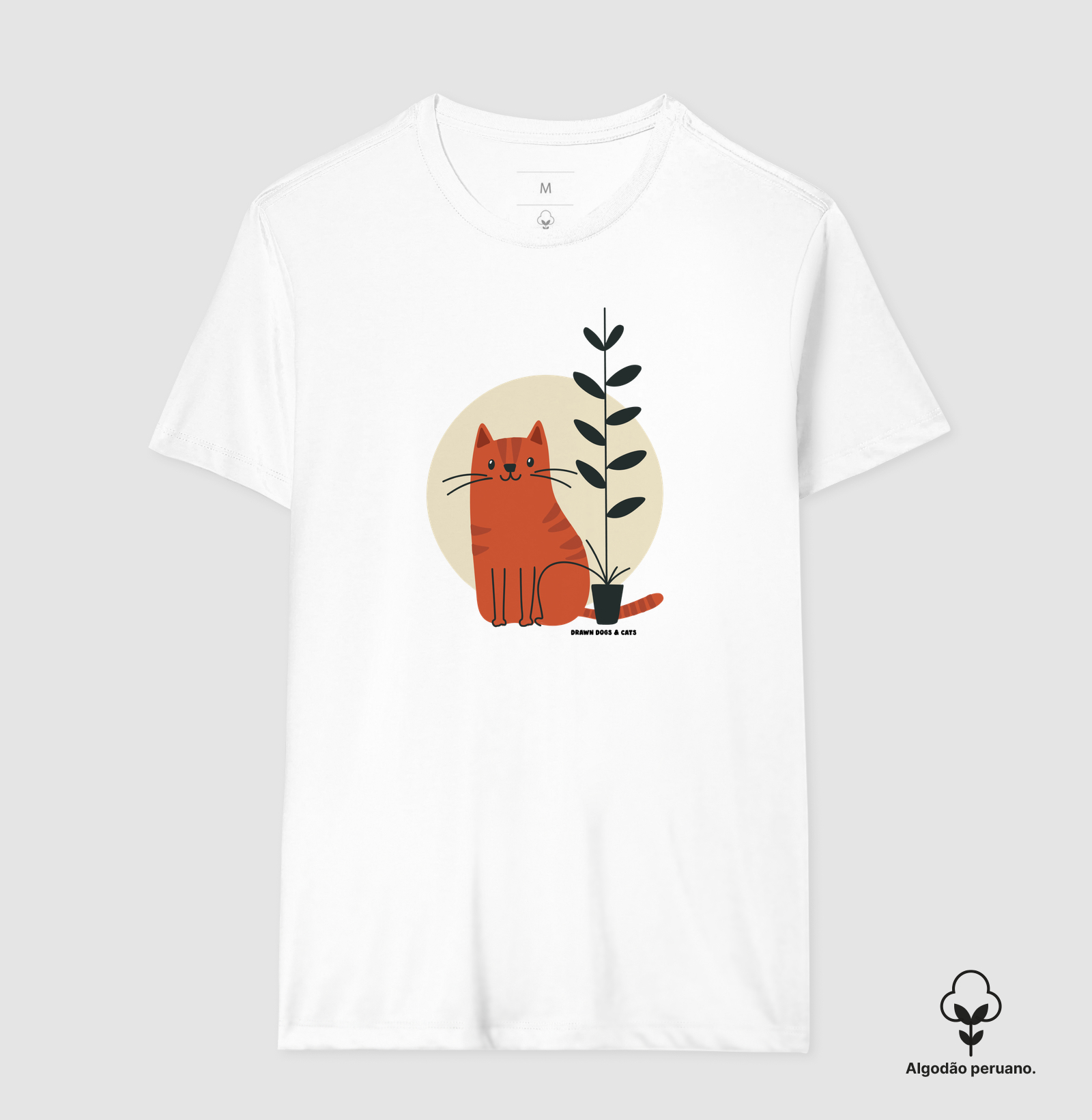 Gato laranja, fundo claro e vaso de planta - Imagem 3