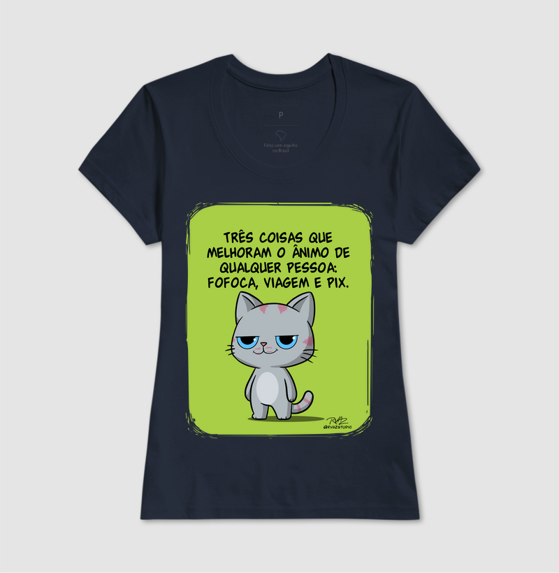 Camiseta Gato Sincero Fofoca Viagem e Pix - Imagem 7