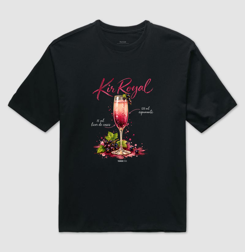 Camiseta Oversized Kir Royal – Drink com Espumante e Licor de Cassis - Imagem 2