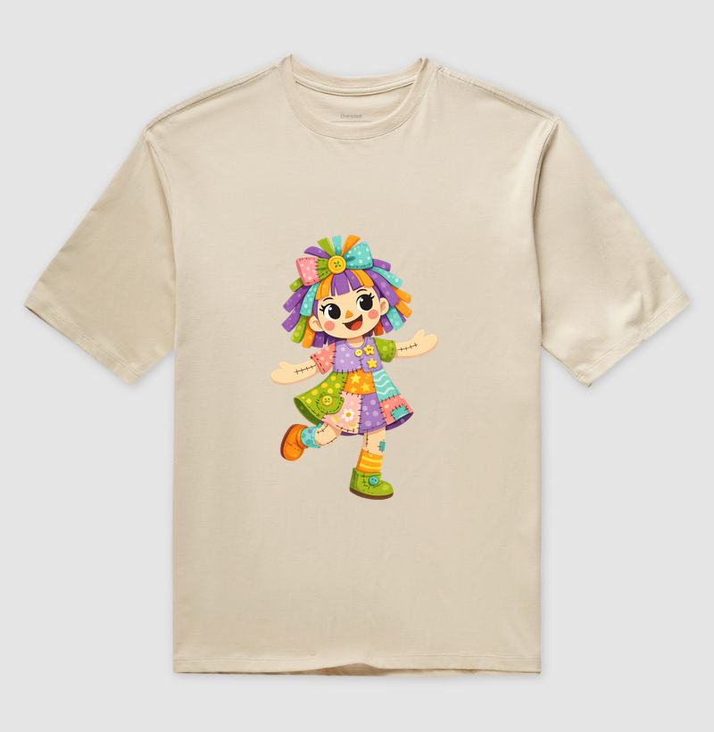 Camiseta Oversized Boneca de Pano - Azul - Camiseta Oversized