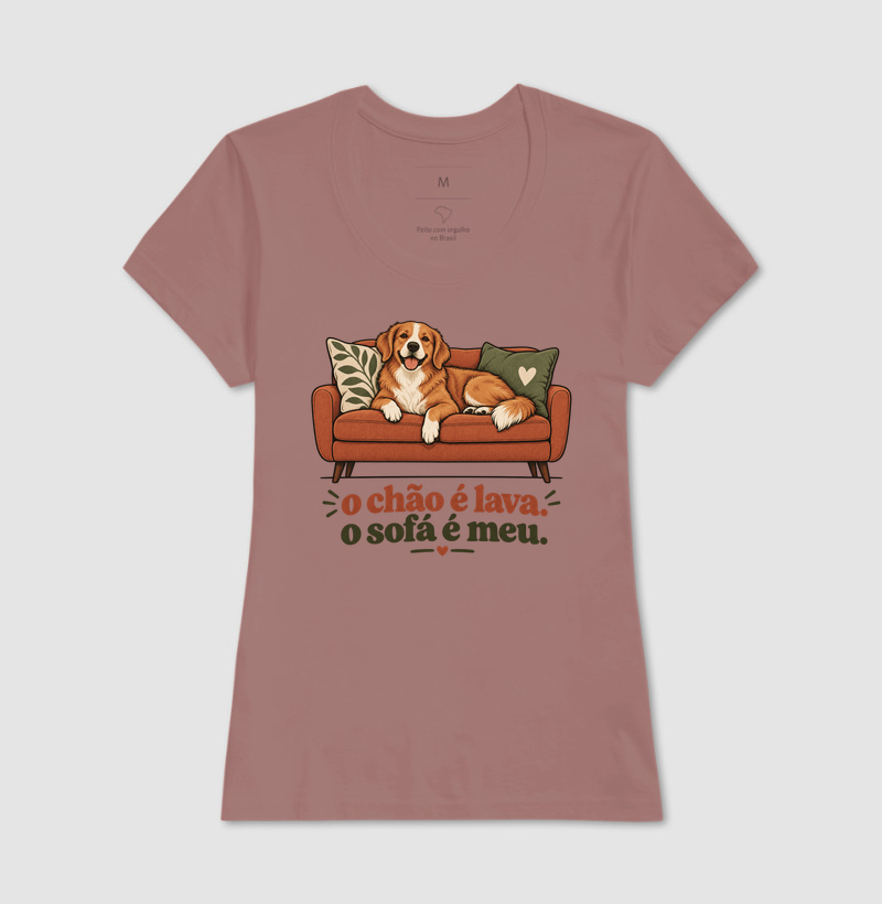Camiseta Cachorro Sofá "o chão é lava. o sofá é meu." | Pelo & Pano - Imagem 17