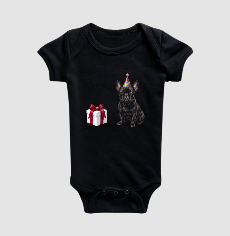 Bulldog (Buldogue) Francês Preto - Aniversário - Imagem 2