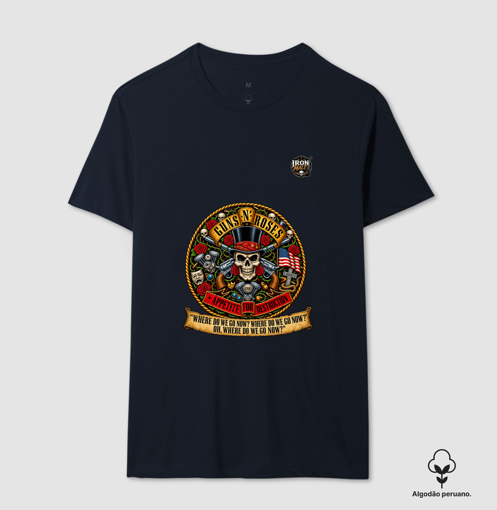 Camiseta Guns N’ Roses Caveira, Rosas e Revólveres - Imagem 6