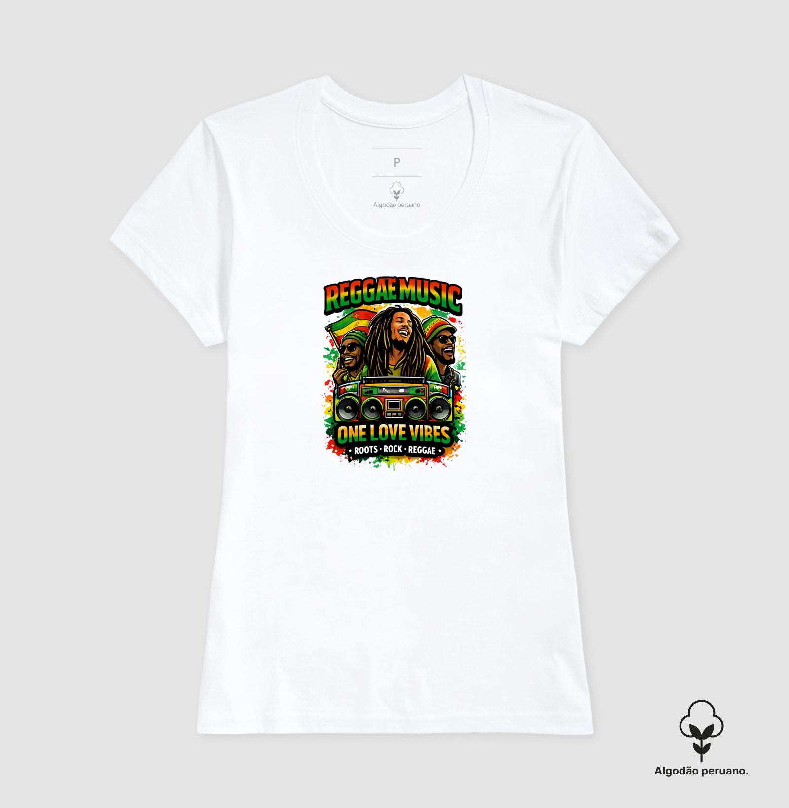 Camiseta One Love Vibes.  Coleção Reggae Music. Masculina e Feminina. Algodão Peruano. - Imagem 10
