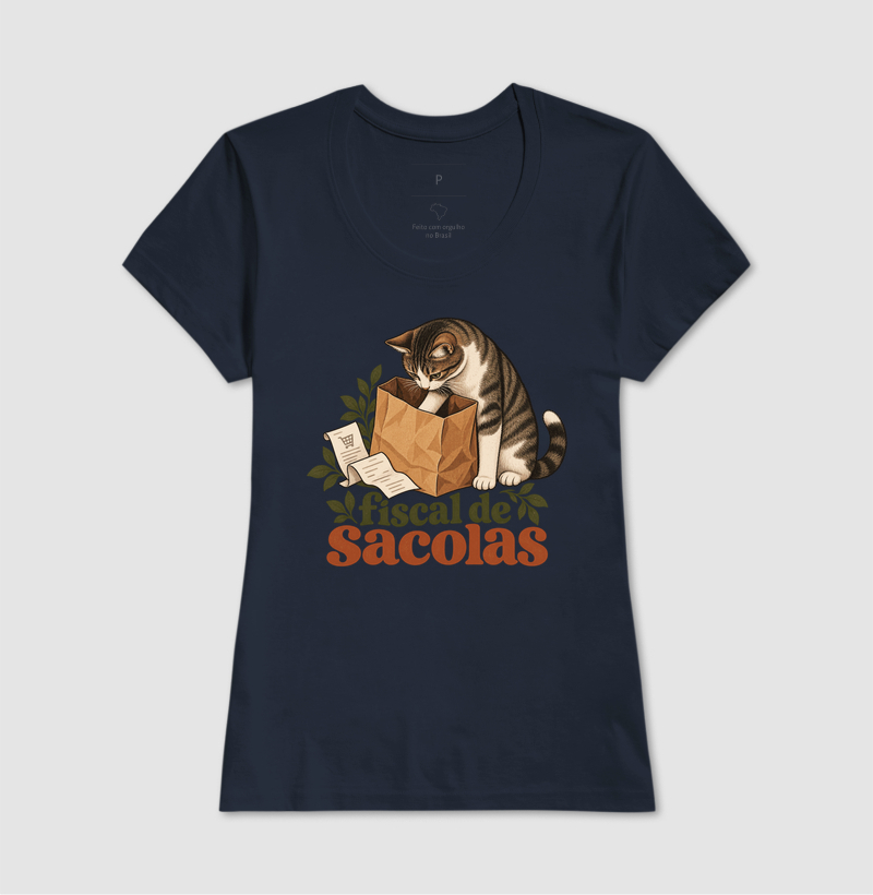 Camiseta Gato Compras "fiscal de sacolas" | Pelo & Pano - Imagem 7