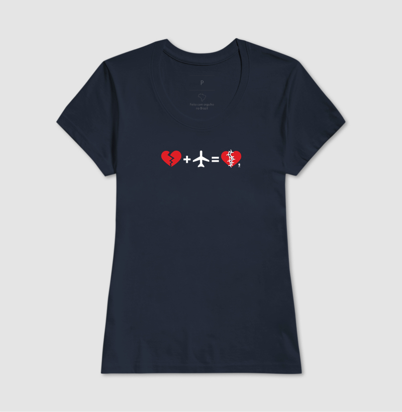 Camiseta Coracao Partido Mais Aviao Igual Coracao Curado | Equacao Viagem Humor | Colecao Viciados em Viagem - Imagem 10