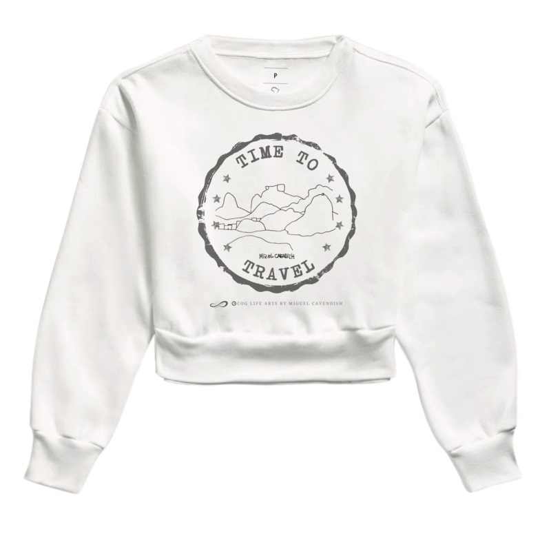 Moletom Cropped Time To Travel Branca by Miguel Cavendish