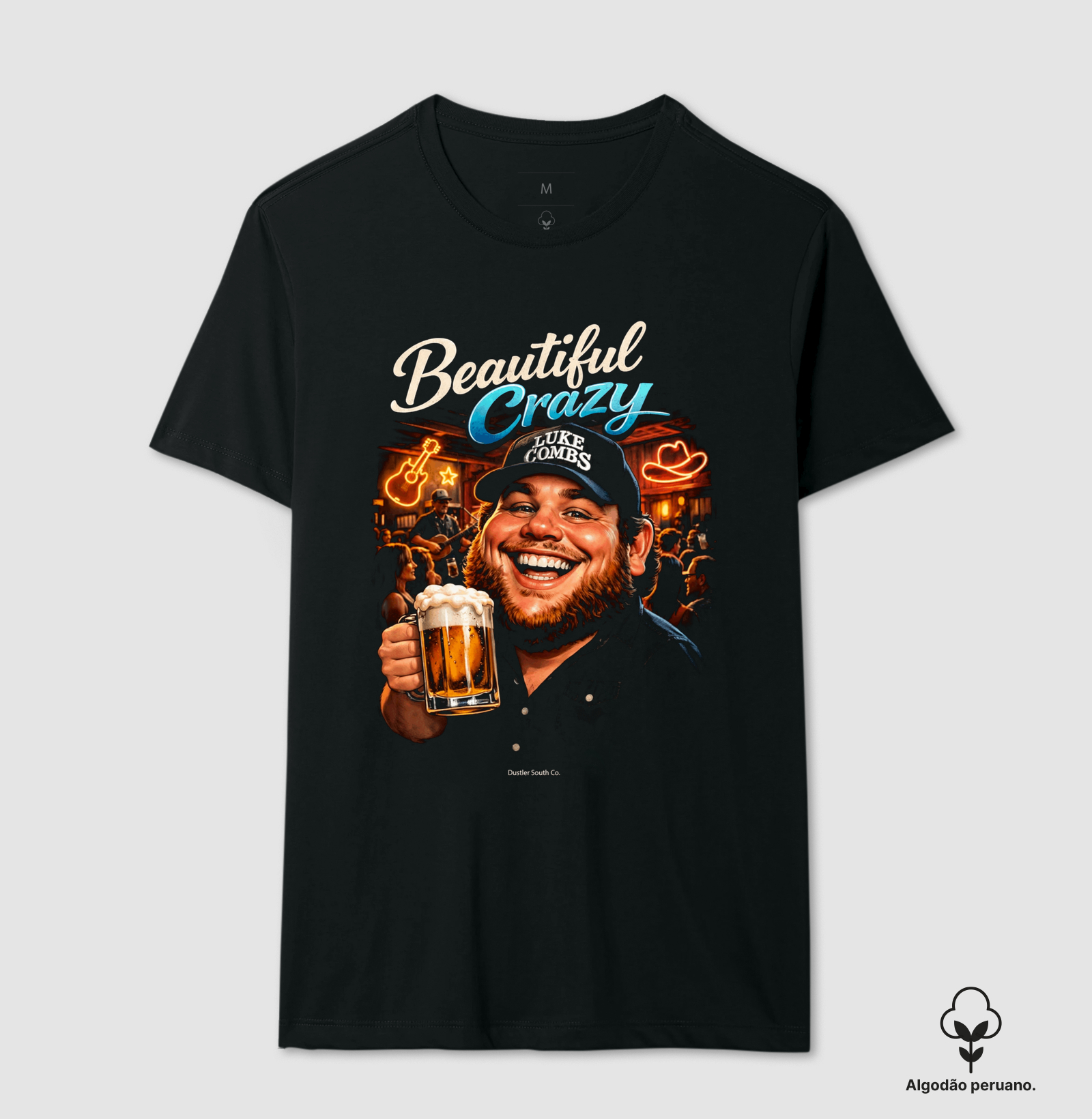 Camiseta Country Beautiful Crazy Luke Combs Dustler South Co. Algodão Peruano Premium - Imagem 2