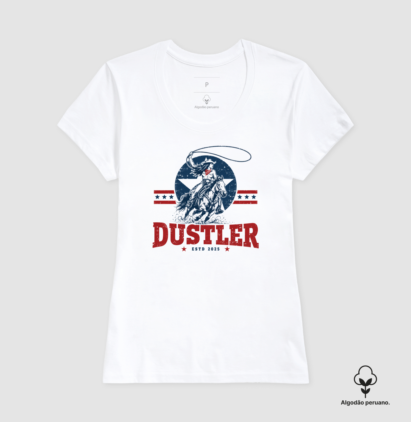 Baby Look Feminina Country Dustler Cowgirl Rodeo Est. 2025 Algodão Peruano Premium - Imagem 2