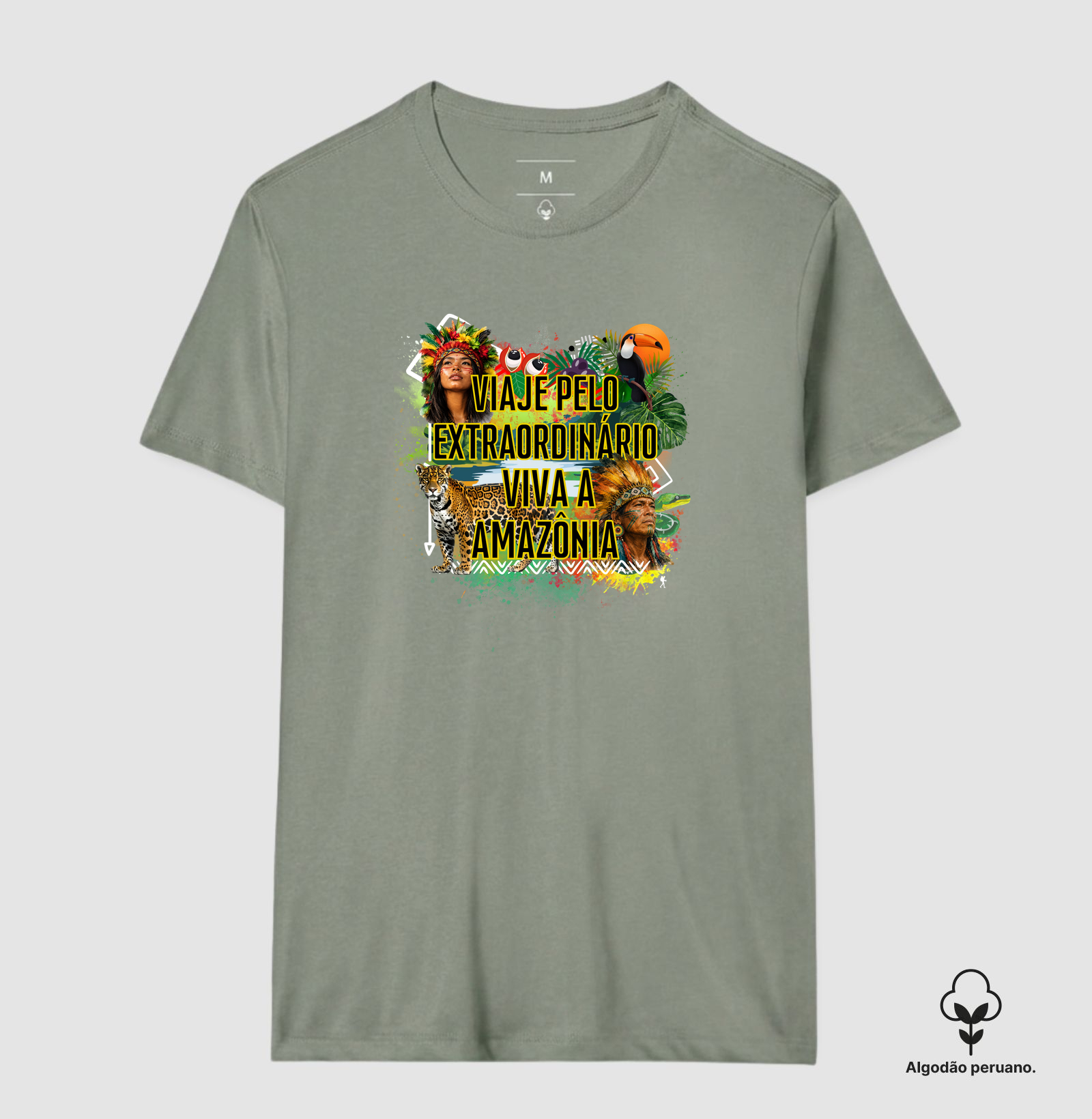 Camiseta Viaje pelo Extraordinario Viva a Amazonia | Onca Tucano Indigena | Colecao Viciados em Viagem - Imagem 8
