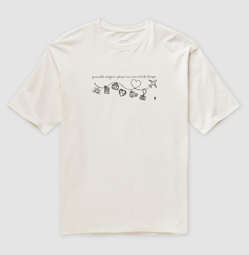 Camiseta Querida Viagem Penso em Voce a Todo Tempo | Caligrafia Minimalista Viagem | Colecao Viciados em Viagem - Imagem 4