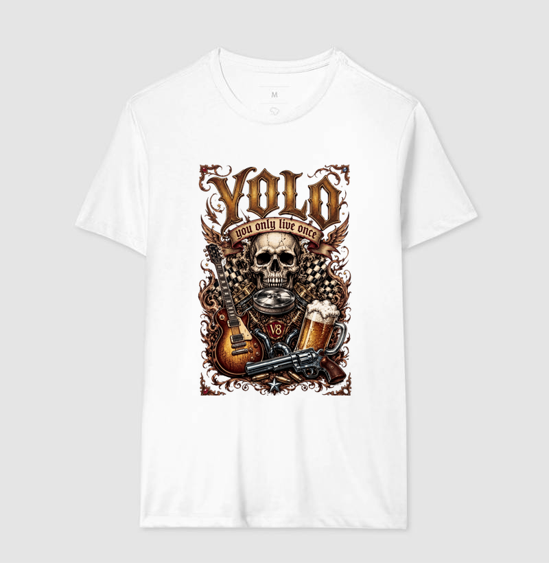 YOLO You Only Live Once | Camiseta Rock, V8 & Cerveja Vintage - Imagem 4