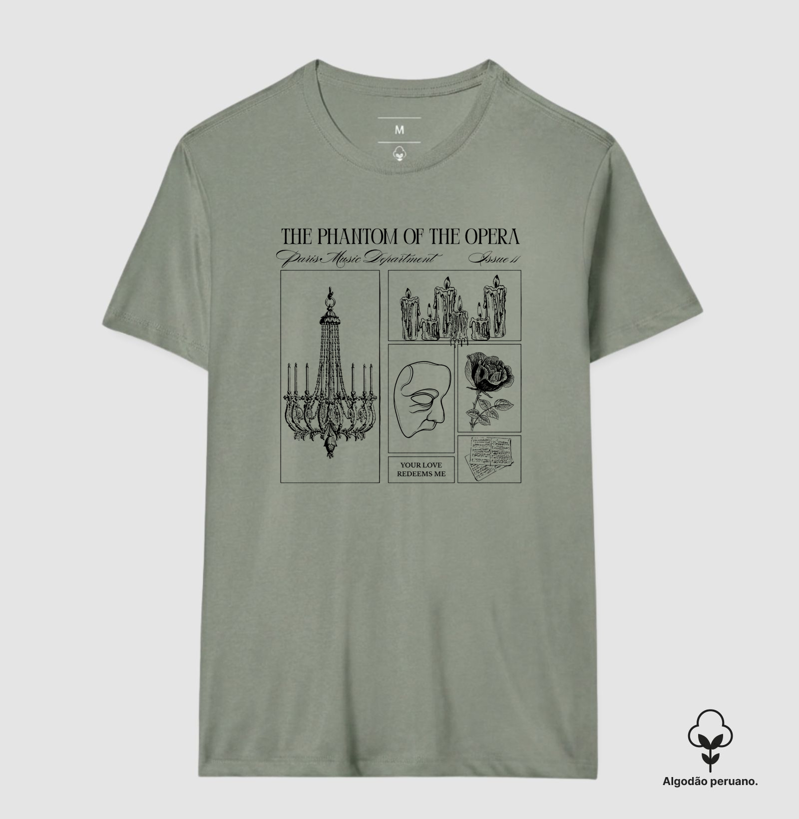 Camiseta O Fantasma da Ópera | Literatura Gótica  | Algodão Peruano  - Imagem 2