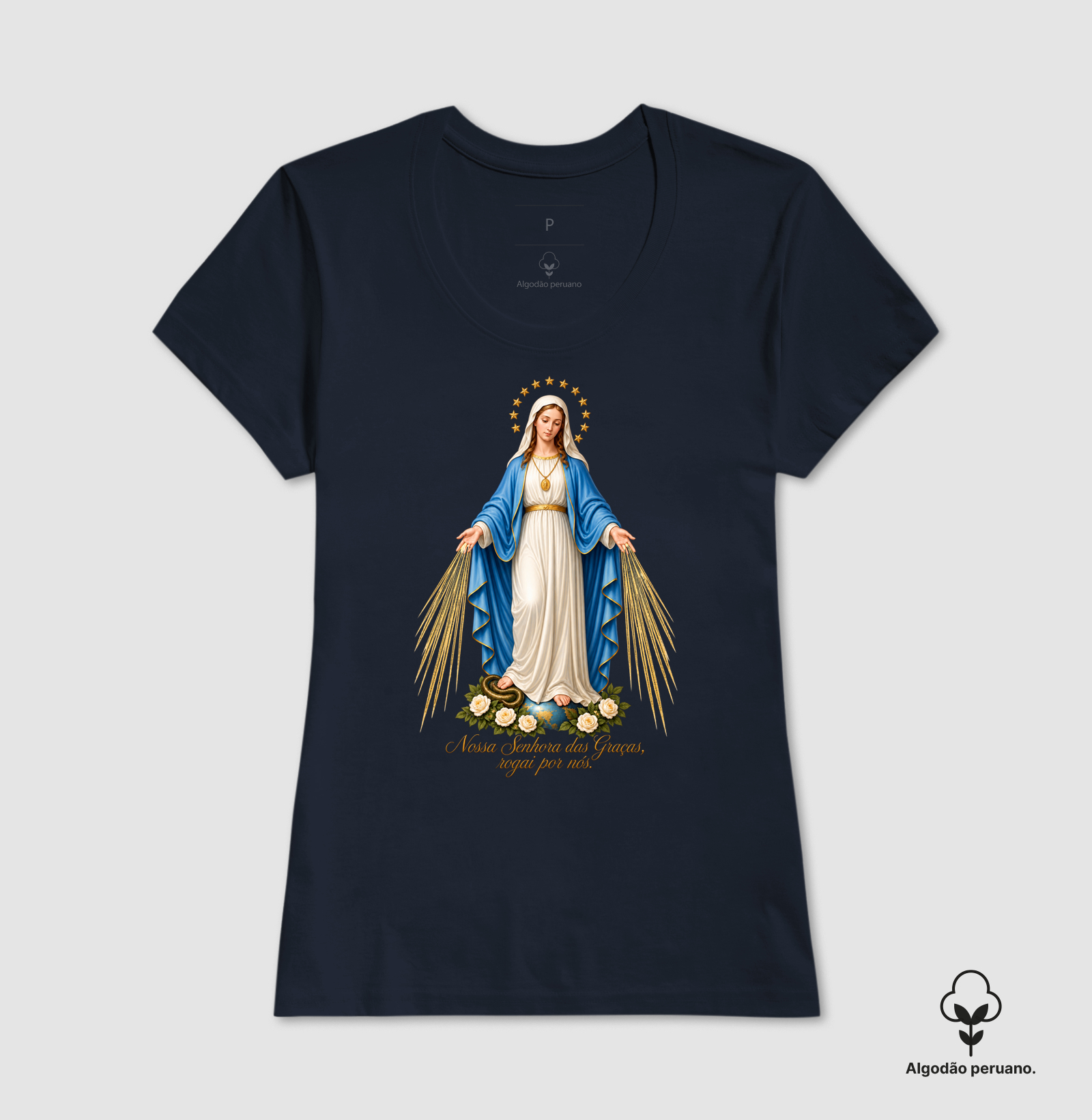Camiseta Algodão Peruano Nossa Senhora das Graças - Imagem 6