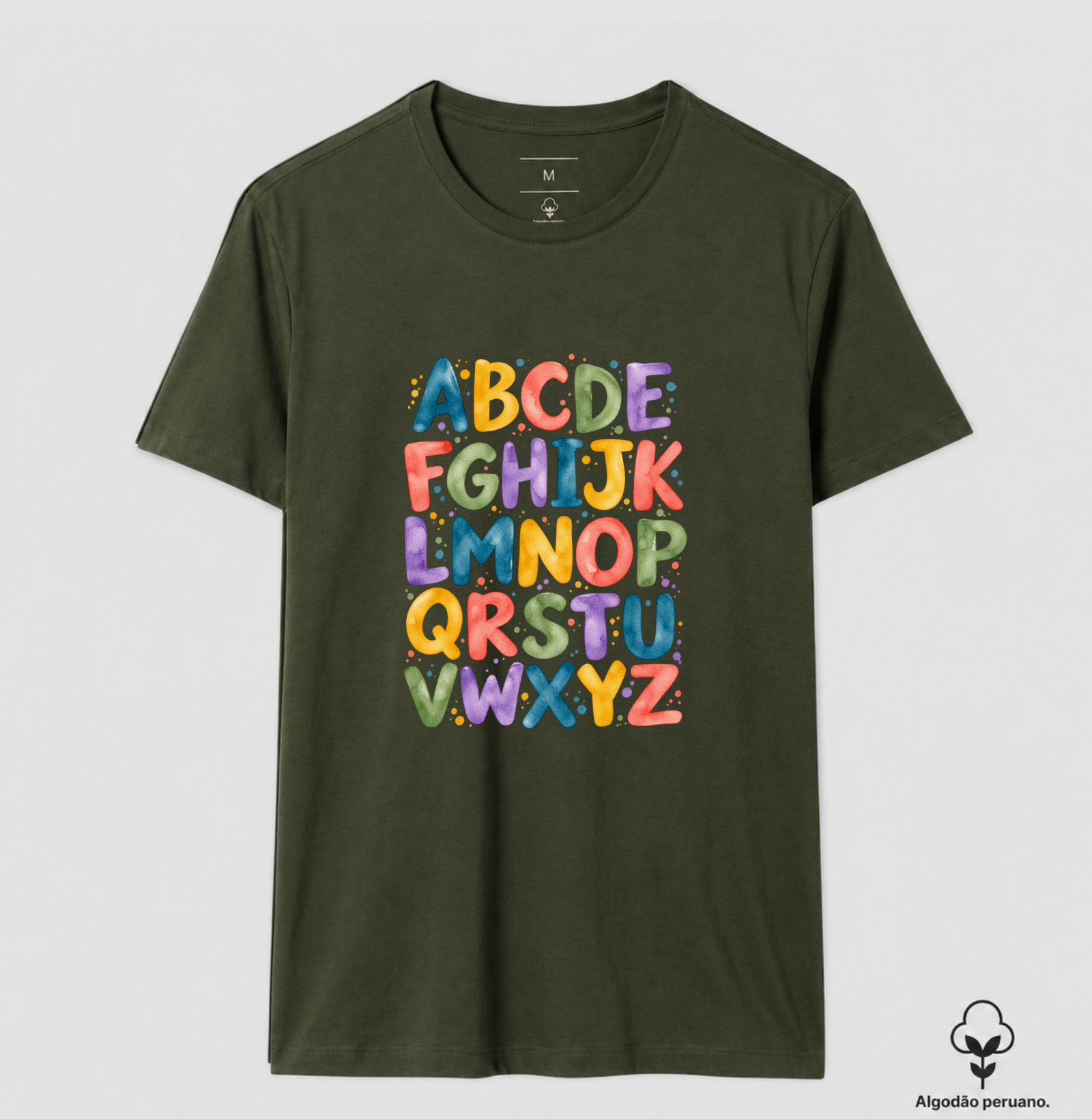 Camiseta Algodão Peruano Alfabeto em Cores - Imagem 6