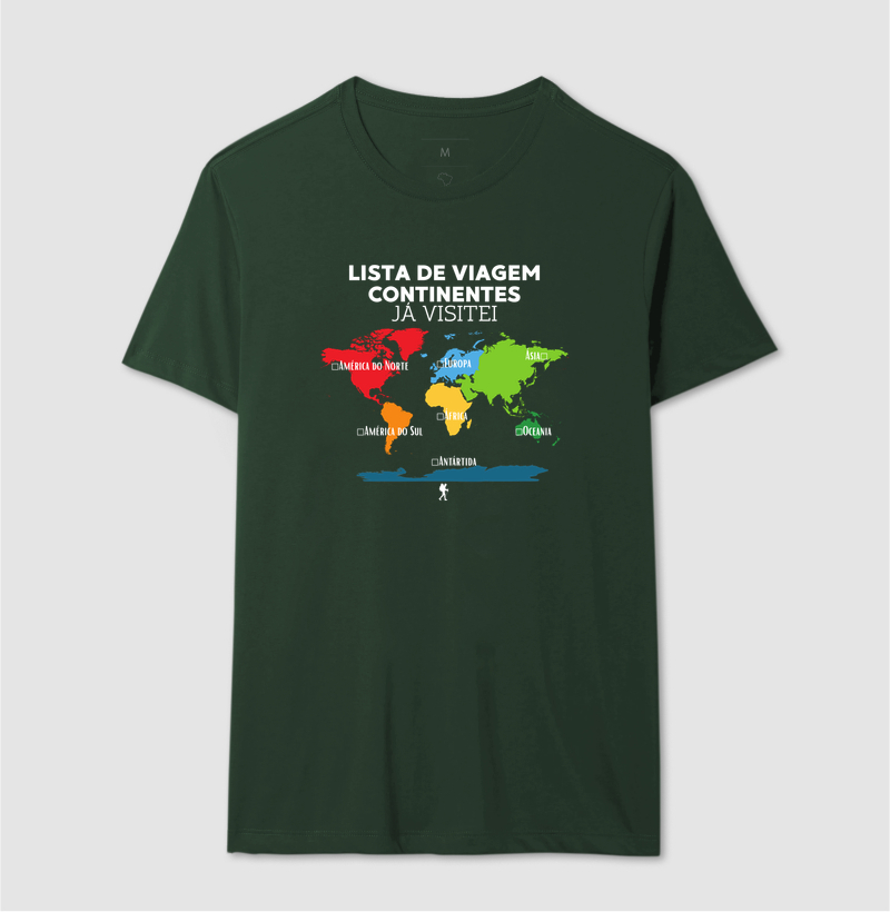 Camiseta Lista de Viagem Continentes Ja Visitei | Mapa Mundi Auto Personalizavel | Colecao Personalizaveis - Imagem 15