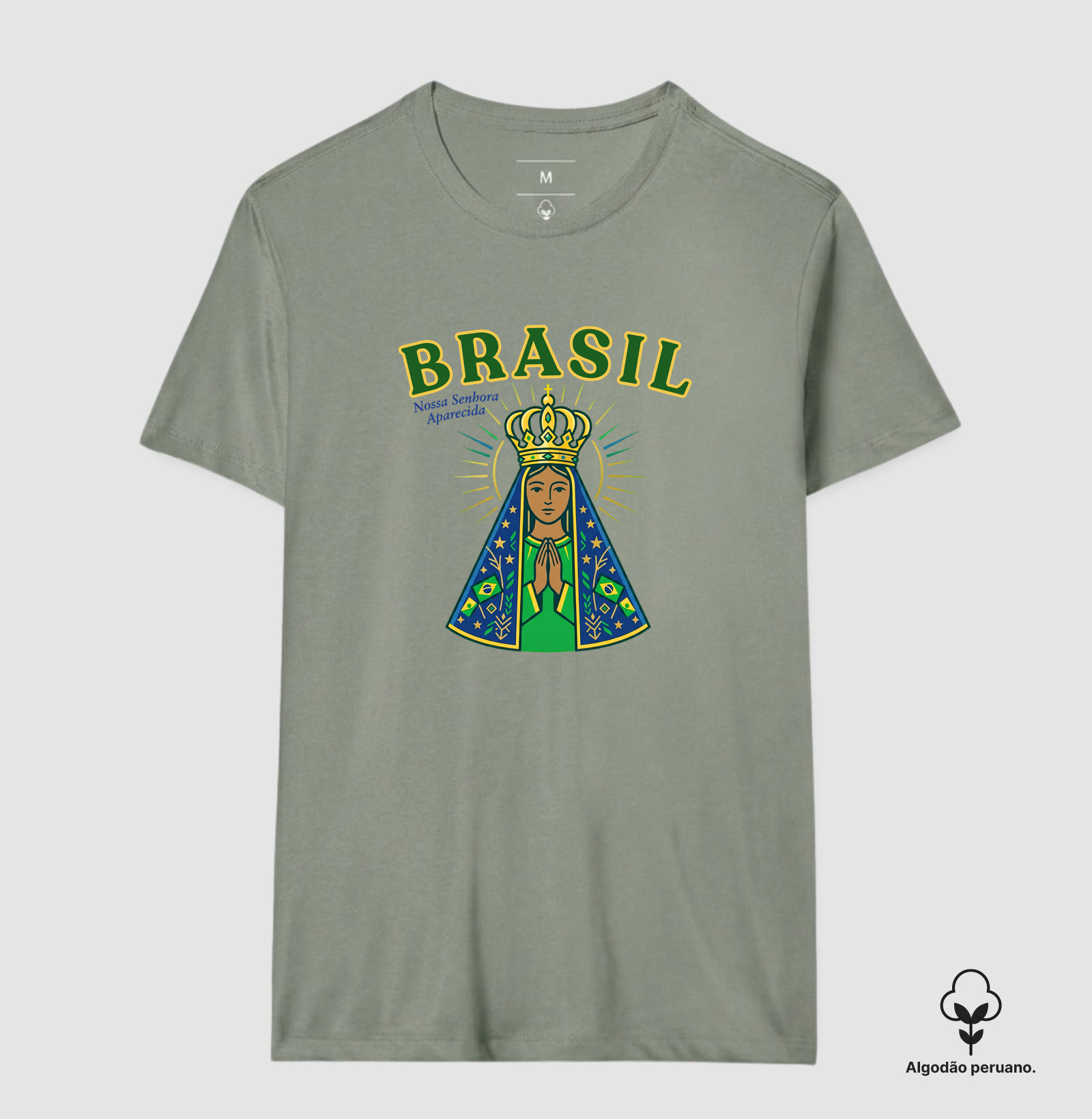 Camisa Nossa Senhora Aparecida Brasil Verde e Amarela - Imagem 8