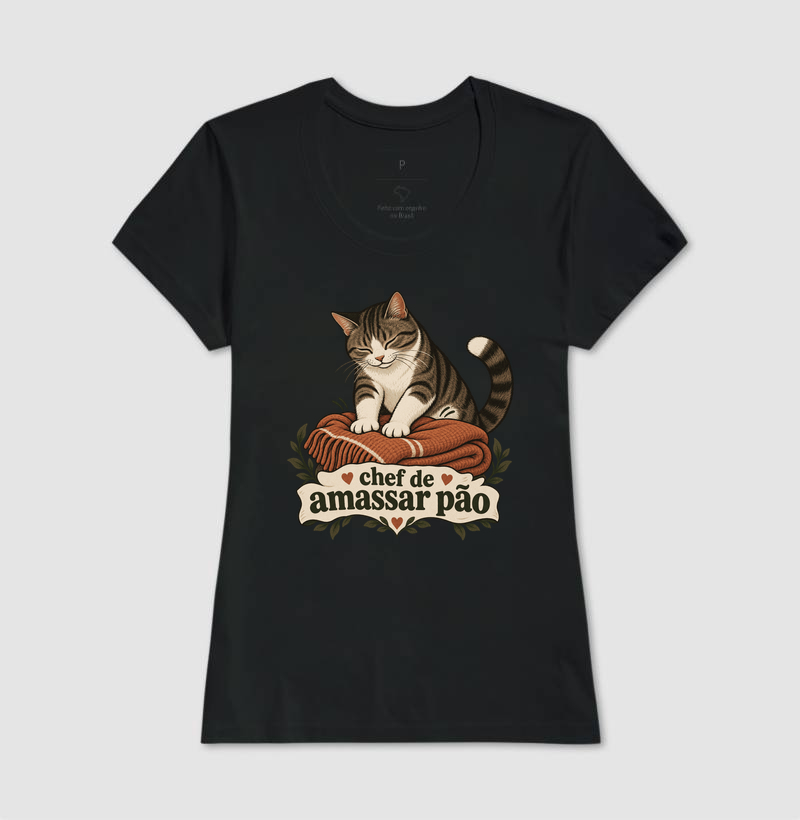 Camiseta Gato Amassando Pão "chef de amassar pão" | Pelo & Pano - Imagem 3