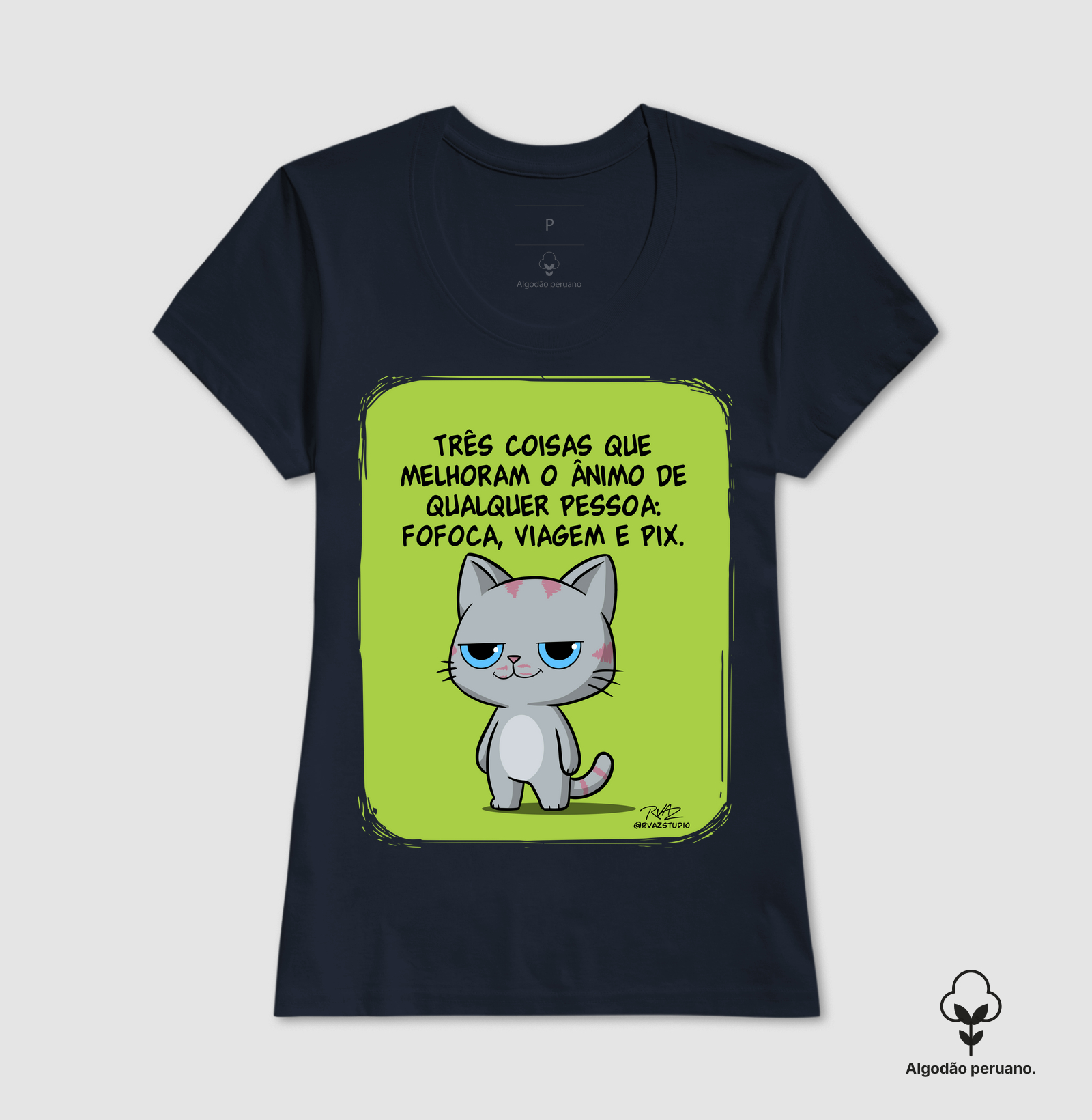 Camiseta Gato Sincero Fofoca Viagem e Pix - Imagem 2