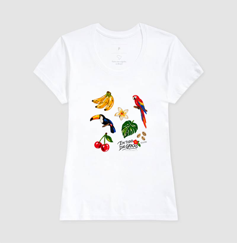 Camiseta Feminina Cristã Em Tudo Dai Graças - Imagem 3