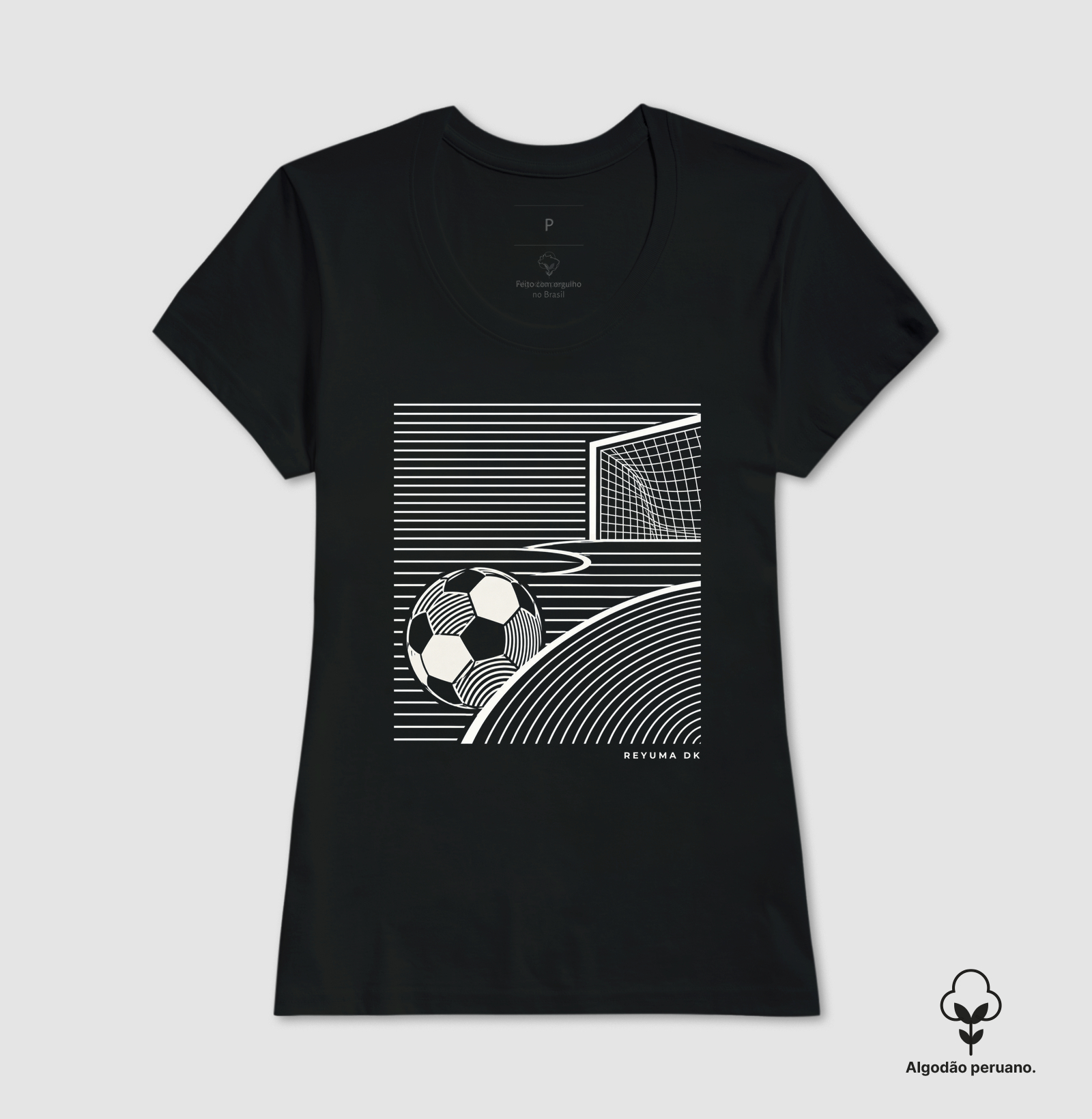 Camiseta Masculina, Feminina, Babylook e Unissex de Algodão Peruano Futebol "Linha do Jogo" - Imagem 3