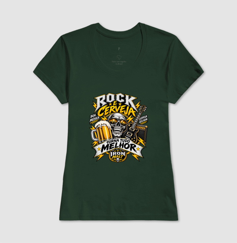 Camiseta Rock e Cerveja Caveira com Guitarra – Estilo Rock’n Roll | Iron Malte - Imagem 9