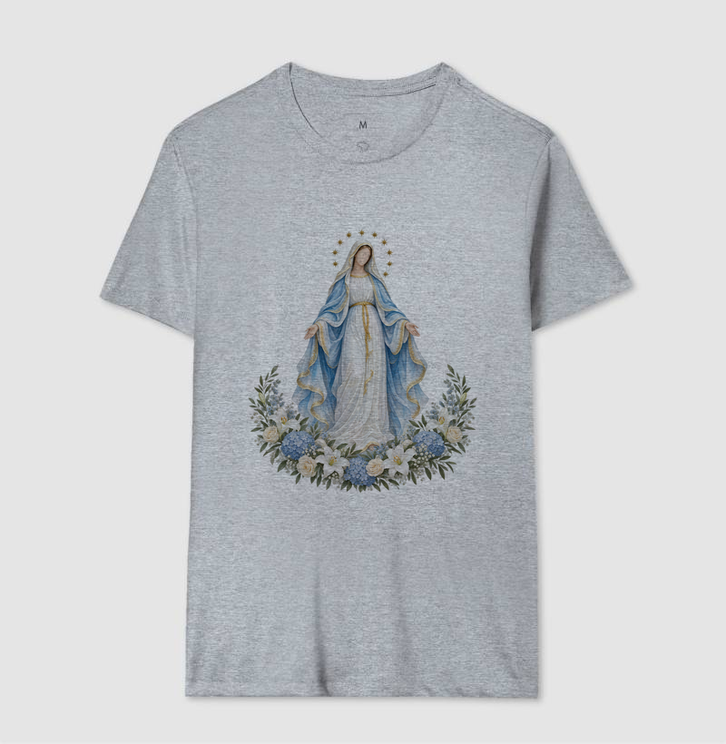 Nossa Senhora das Graças — Lírica Celeste com Coroa de Estrelas e Hortênsias - Imagem 8
