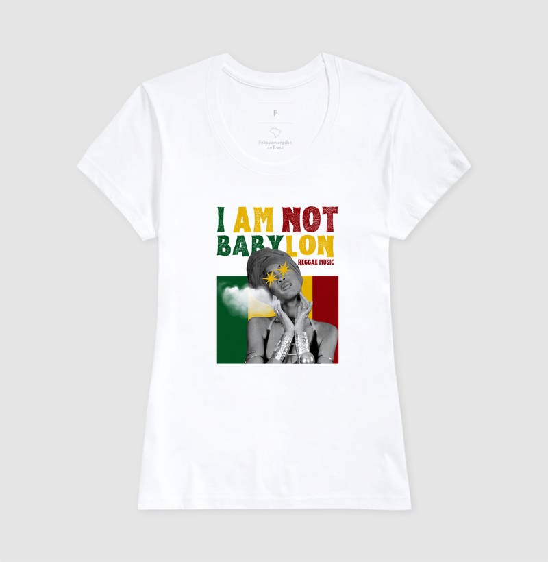 Camiseta I Am Not Babylon!  Coleção Reggae. Masculina e feminina. Algodão Premium. - Imagem 6