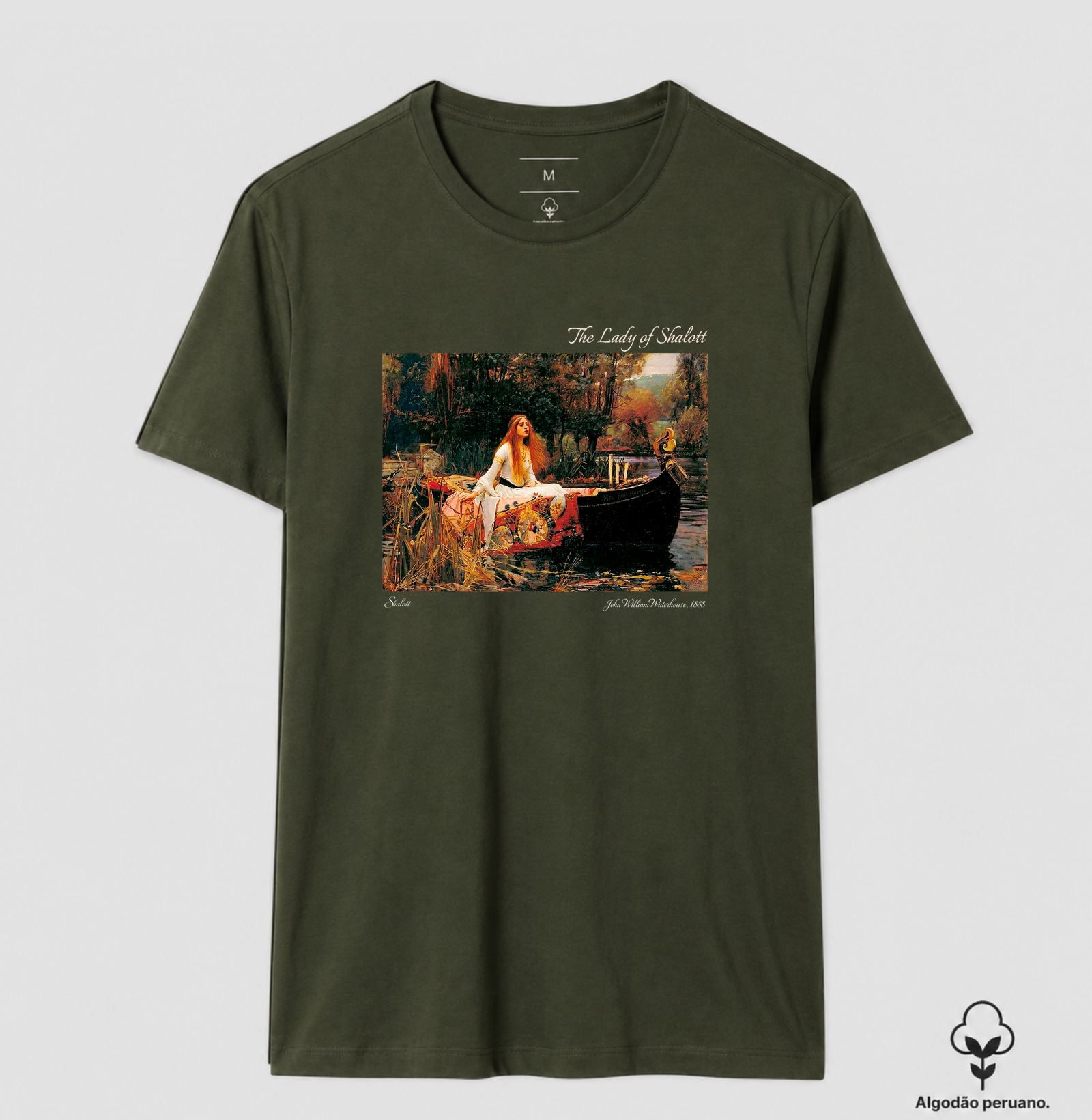 Camiseta A Dama de Shalott – John William Waterhouse 1888 Algodão Peruano  - Imagem 2